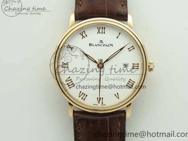 1228 SportInspired Villeret 6669 SS HG 1:1 Best Edition White Dial On Leather Strap V 8099